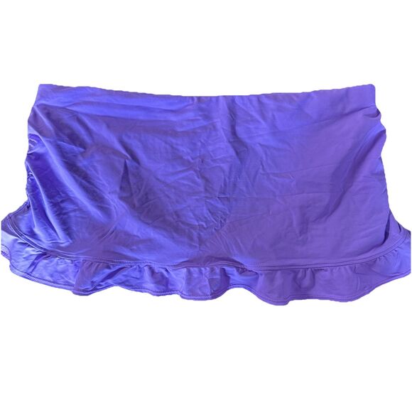 Athleta Ruffle Swim Skirt Thistle Purple Size Medium Colorful Nylon Briefs - Picture 4 of 5